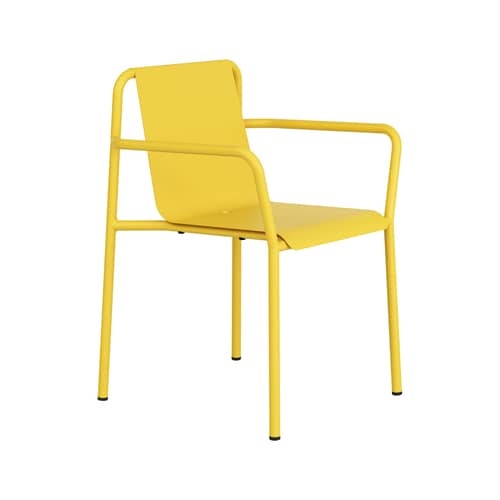 Fauteuil de repas empilable Panorama métal jaune / Avec accoudoirs - TIPTOE - Jaune Soleil - Acier thermolaqué