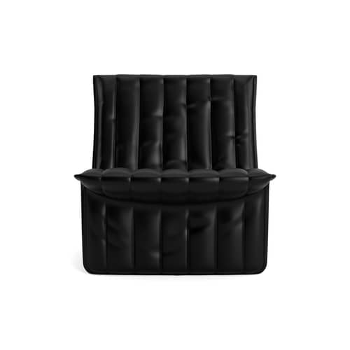Gepolsterter Sessel Limit leder schwarz / Neuauflage 1974 - Normann Copenhagen - Schwarzes Leder (Leather Ultra 41599) -  Ouate, Leder, Stahl