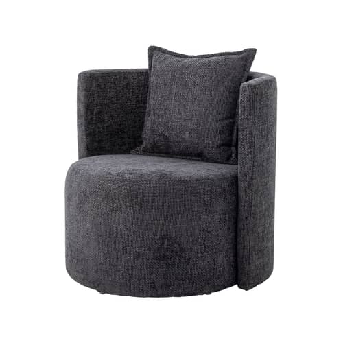 Gepolsterter Sessel Morris textil grau - Bloomingville - Dunkelgrau (Chenille-Stoff) - Chenille-Stoff, FSC-zertifiziertes Sperrholz, Schaumstoff