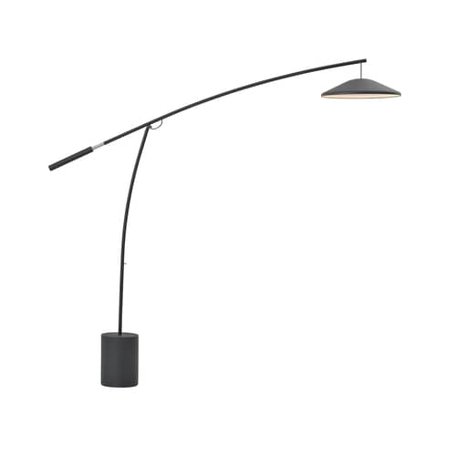 Lampadaire Contra métal noir / Orientable - H 188 x L 256 cm - Muuto - Noir - Acier, Aluminium, Béton