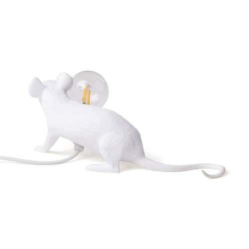 Lampe de table Mouse Lie Down #3/  Souris allongée - Seletti - Blanc - Résine