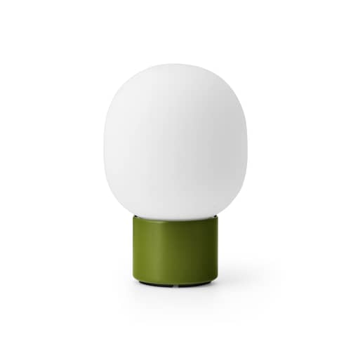 Lampe sans fil rechargeable JWDA   / Ø 14,5 x H 21,5 cm - Audo Copenhagen - Vert - Acier, Verre soufflé bouche