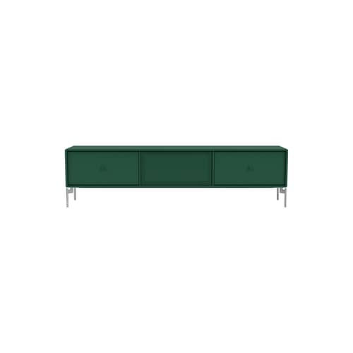 Mobile TV Octave V legno verde / Con Piede - L 138 x P 30 x H 36,6 cm - MONTANA - Pino 136 - Acciaio, Acciaio perforato, MDF laccato