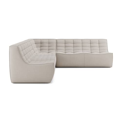 N701 Straight sofa  textile beige / UK version - 2 seater - L 140 cm - Ethnicraft - Beige (UK residential fire retardant) - Fabric, High-density PU foam, Wood