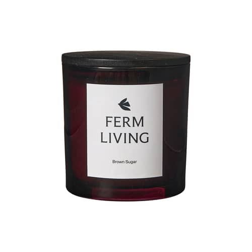 Parfumierte Kerze Vitto glas violett / Brauner Zucker Rotbraun - H 10 cm - Ferm Living - Brauner Zucker - Glas, Holz, Rapswachs