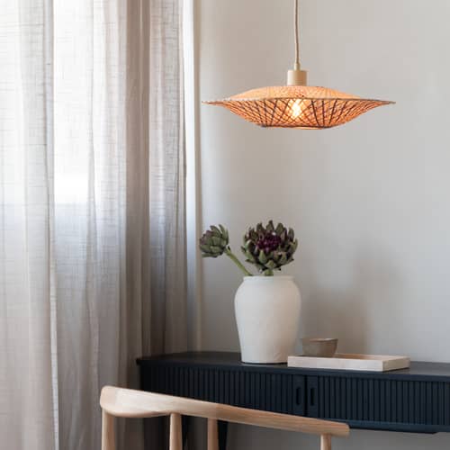 Madura Pendant wood beige / Ø 44 x H 12 cm - Bamboo - GOOD&MOJO - / Ø 44 cm - Brown & Natural - Bamboo, Iron