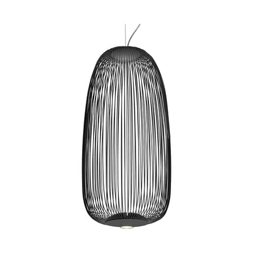 Pendelleuchte Spokes 1 metall grau schwarz / LED - Ø 32,5 x H 71 cm - Foscarini - Graphit-grau - gefirnister Stahl, klarlackbeschichtetes Aluminium
