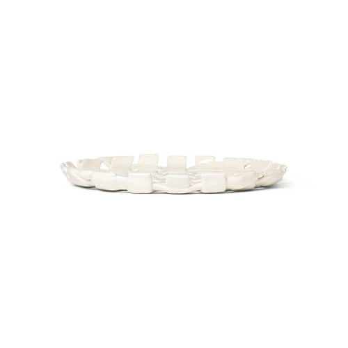 Piatto da portata Plait ceramica bianco / Ø 30 cm - Ferm Living - Bianco - Ceramica smaltata