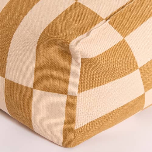 Pouf bambini Vibes tessuto giallo - NOBODINOZ - Senape e sabbia / Piastrelle - Cotone biologico, Polistirolo espanso