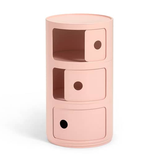 Rangement Componibili Bio plastique rose (1968) / 3 tiroirs - Matériau naturel & biodégradable - Kartell - Rose - Bioplastique Bio-On