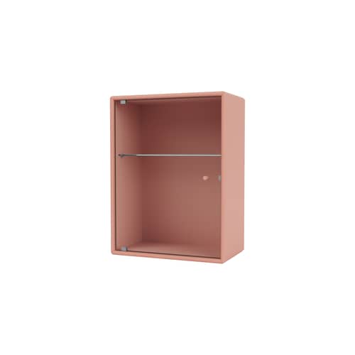Armadio pensile da bagno Ripple legno rosa / L 35,4 x P 20 x H 46,8 cm - Vetro ondulato - MONTANA - Rabarbaro 151 - MDF laccato, Vetro ondulato
