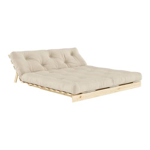 Divano convertibile Roots legno beige / L 160 cm - 3 posizioni / Struttura in pino chiaro - KARUP - Beige chiaro 747 / Pino chiaro - Espanso, Fibre riciclate miste, Pino massello certificato FSC, Tessuto