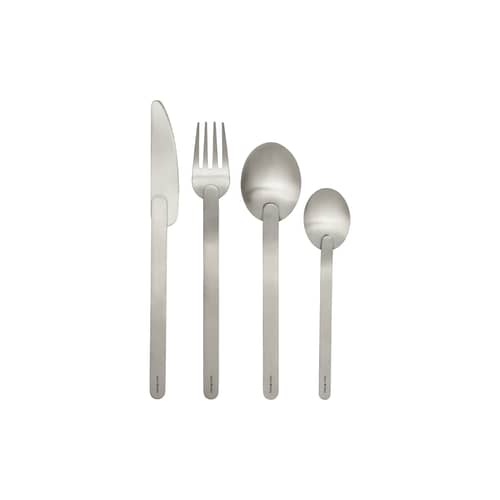 Set de couverts Stelo métal / 4 pièces - Ferm Living - Acier brossé - Acier inoxydable brossé