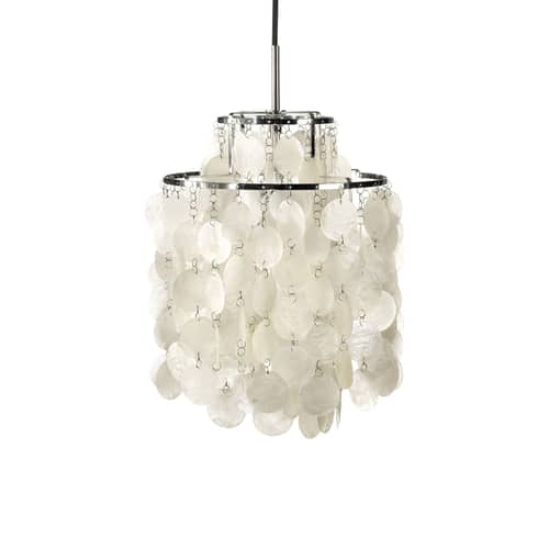 Suspension Fun 2DM verre blanc / Ø 27 cm - Panton 1964 - Verpan - Nacre & chromé - Métal, Nacre