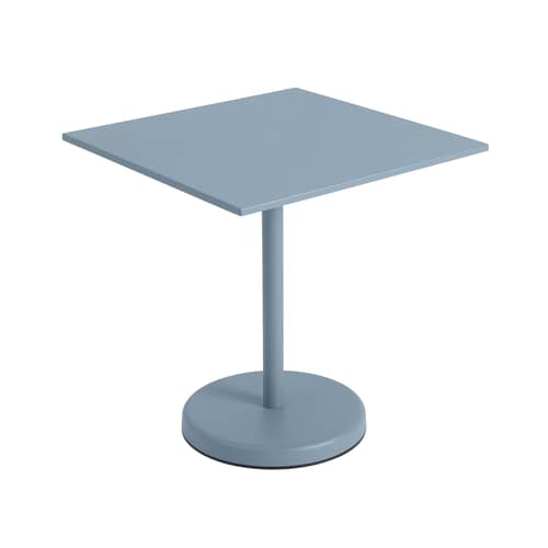 Table carrée Linear Café métal bleu / 70 x 70 cm - Muuto - Bleu clair - Acier revêtement poudre