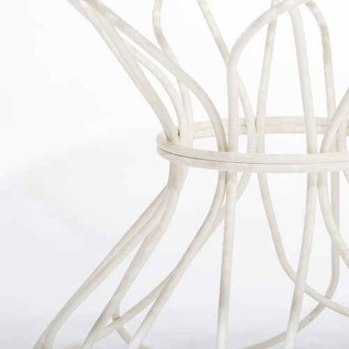 Table ronde Al Fresco métal blanc / Ø 120 cm - Trou pour parasol - BUSINESS & PLEASURE - Blanc Antique - Acier