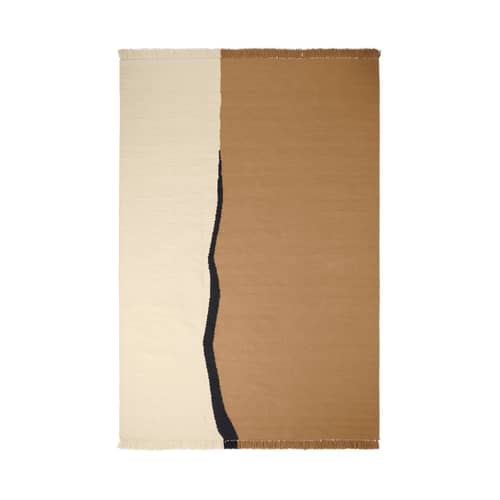 Tapis Soil / Kelim tissé main - 200 x 300 cm - Ferm Living - 200 x 300 cm / Sable & écru - Coton, Laine de Nouvelle-Zélande
