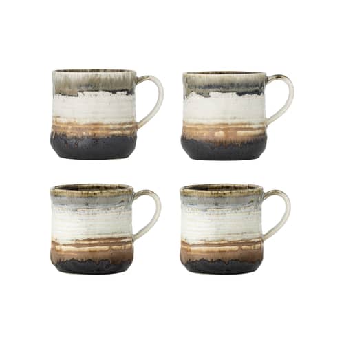Set de 4 tasses Deana céramique marron / 380 ml - Bloomingville - Dégradé marron - Grès