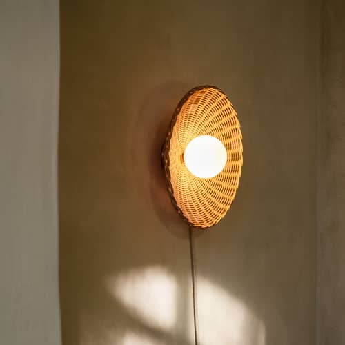 Arvin Wall light with plug cane & fibres brown / Rattan - Vincent Sheppard - Natural Rattan - Rattan