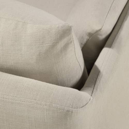 Sofa Weave textil weiß / 3-Sitzer - L 244 cm - Ethnicraft - Naturweiß Knochen -  Plumes, Furnier, Leinenmischung, Silikonkugeln