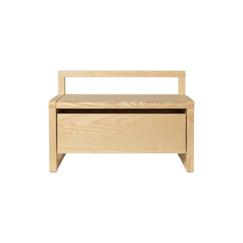 Banc enfant Little Architect / Rangement avec tiroir coulissant - L 60 cm - Ferm Living - Frêne naturel - Frêne massif, Placage de frêne