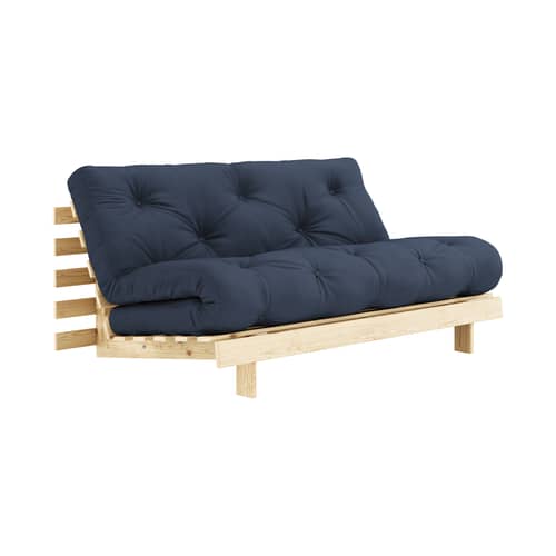 Canapé convertible Roots / L 160 cm - 3 positions / Structure pin clair - KARUP DESIGN - Bleu marine 737 / Pin clair - Fibres recyclées mélangées, Mousse, Pin massif certifié FSC, Tissu