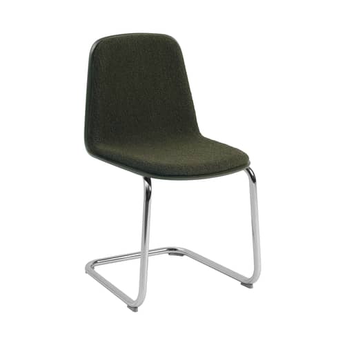 Chaise rembourrée Brink tissu vert - Muuto - Vert olive foncé - Mousse, Placage de bois certifié FSC, Tissu