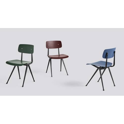 Chaise Result bois rouge / Réédition 1958 - Hay - Rouge brique / Pieds noirs - Acier laqué, Contreplaqué de chêne teinté