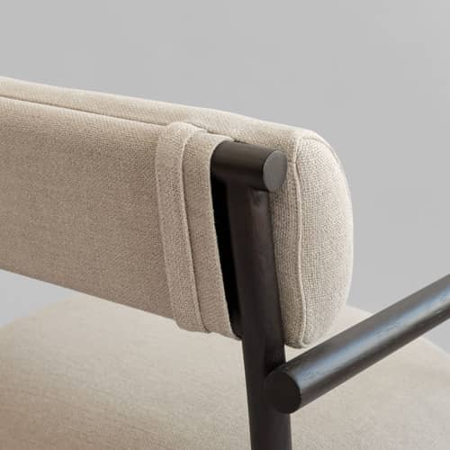 Fauteuil lounge Nama - 101 COPENHAGEN - Sable (Lin) / Chêne noir - Chêne massif, Lin, Mousse