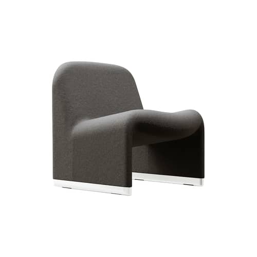 Fauteuil rembourré Alky tissu noir / Giancarlo Piretti, 1970 - ANONIMA CASTELLI - Noir (tissu Trevira) - Alliage d\'aluminium, Mousse polyuréthane, Sangles élastiques, Tissu Trevira