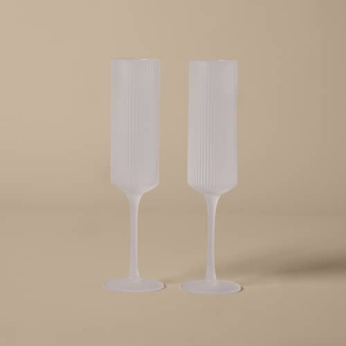 Set de 2 flûtes à champagne Ripple - Ferm Living - Givré - Verre soufflé bouche