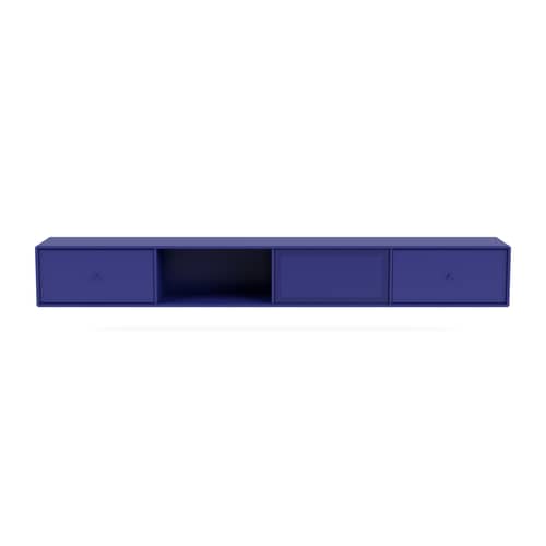 Meuble TV suspendu Octave VII bois bleu / L 183,6 x P 30 x H 24 cm - MONTANA - Monarch 135 - Acier perforé, MDF laqué
