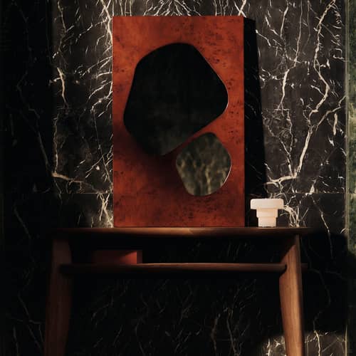 Miroir mural Folia Medium bois marron / L 50 x H 82 cm - Ferm Living - Marron - Placage de ronce de peuplier certifié FSC