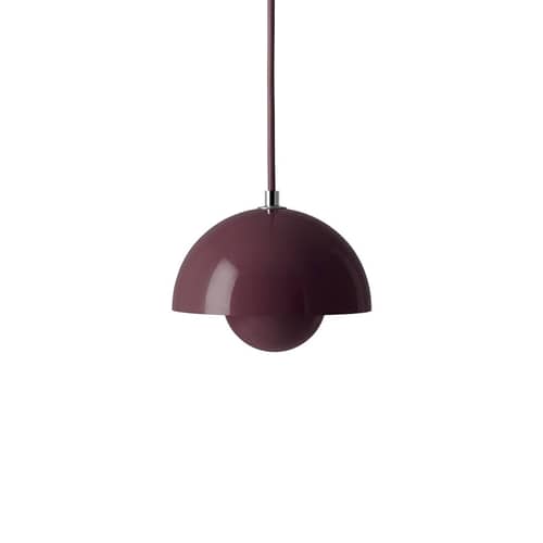 Sospensione Flowerpot VP10 metallo viola / Ø16 cm - By Verner Panton, 1969 - &tradition - Prugna scura - Acciaio laccato