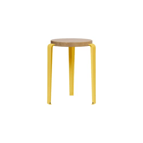 Stappelbarer Hocker Lou metall gelb / H 45 cm - Eiche öko-zertifiziert - TIPTOE - Gelb Briochegelb - Ökozertifizierte Massiveiche, thermolackierter Stahl