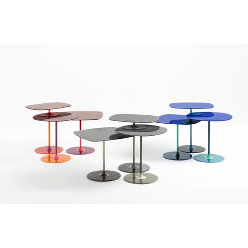 Table d\'appoint Thierry verre rouge / 33 x 50 x H 50 cm - Verre - Kartell - Bordeaux - Acier peint, Verre trempé