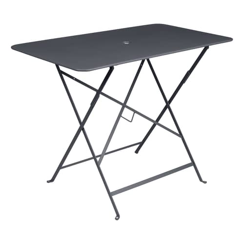 Table pliante Bistro métal gris noir / 97 x 57 cm - 4 personnes - Trou parasol - Fermob - Carbone - Acier peint