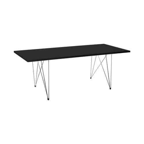 Table rectangulaire XZ3 / 200 x 90 cm - MDF verni - Magis - Noir / Pied noir - Acier, MDF verni