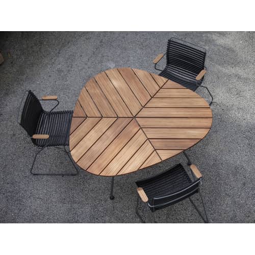 Table ronde Leaf gris bois naturel / Bambou - Triangulaire - 146 x 146 x 146 cm - Houe - Bambou / Piètement gris - Bambou, Métal laqué époxy