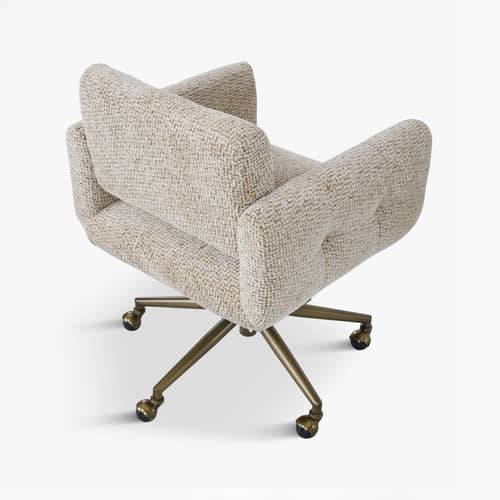 Bürosessel Valeria textil beige - NV GALLERY - Braun gesprenkelt / Messing Gebürstet - Eisen, High Density-Schaum, Tissu Tweed
