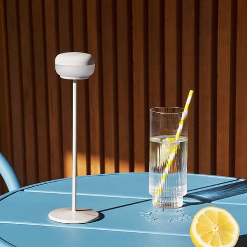 Cheerio LED Wireless rechargeable outdoor lamp metal grey / Ø 8 x H 26 cm - Fatboy - Light grey - ABS, Silicone, Stainless steel