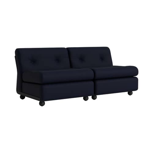 Sofa Amanta textil schwarz / Modulable - B 158,5 cm / Neuauflage 1966, Mario Bellini - Hay - Blau-Schwarz (Stoff) - Gewebe, Recyceltes ABS, Schaumstoff
