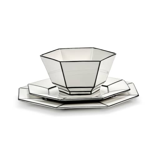 Set de 2 assiettes à dessert Carte Blanche / Ø 22 cm - Serax - Blanc & noir - Porcelaine