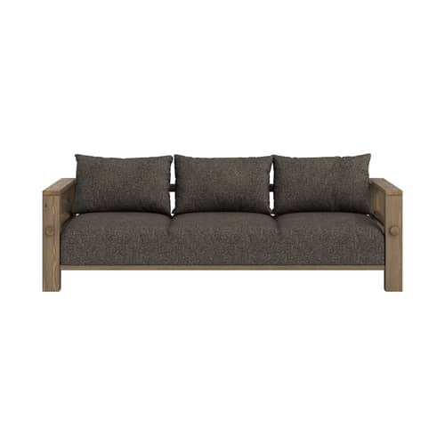 Canapé convertible Bare / Lit 1 place - L 225 cm - KARUP - Brun doux (642) / Brun caroube (106) - Mousse haute résilience, Pin massif, Polyester