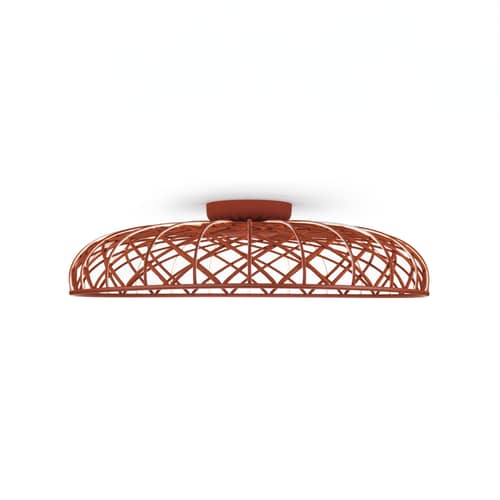 Skynest C LED Ceiling light textile red / Ø 90.4 cm - Recycled polyester fabric - Flos - Brick red - Metal, Recycled polyester fabric