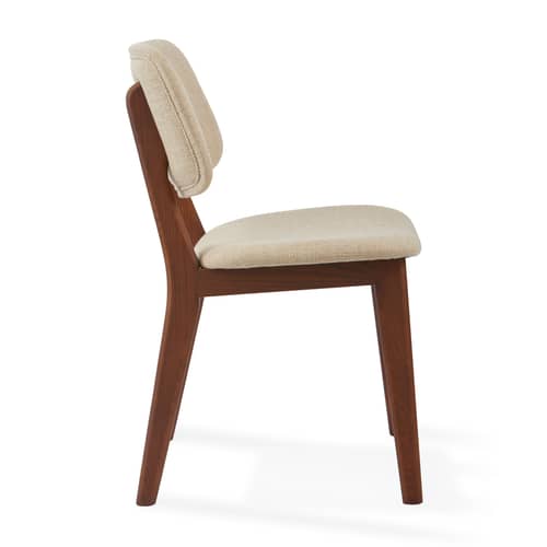 Chaise rembourrée Happy Days tissu beige - POLSPOTTEN - Beige uni - Frêne, Mousse, Tissu