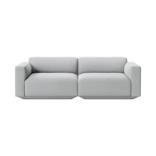 Canapé droit Develius A / 3 places - L 220 cm - &tradition - Gris (tissu Clay 03) - Bois, Mousse HR, Tissu