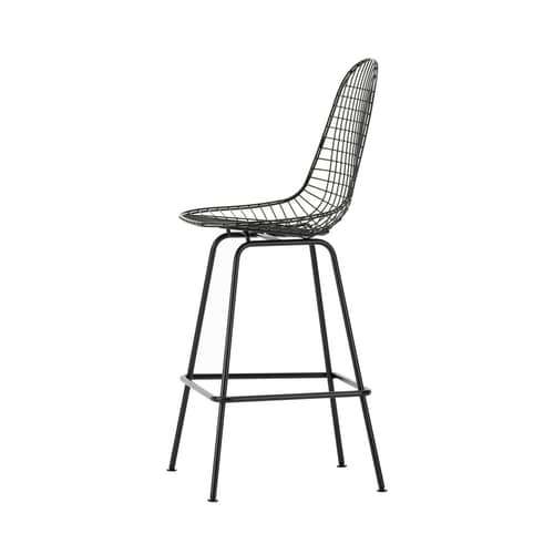 Wire Stool Medium High stool metal black / H 67 cm - Eames, 1951 - Vitra - Black - Epoxy steel