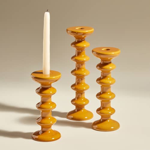 Kerzenleuchter Slave keramik gelb / H 30 cm - Maison Sarah Lavoine - Gelbbraun - Keramik