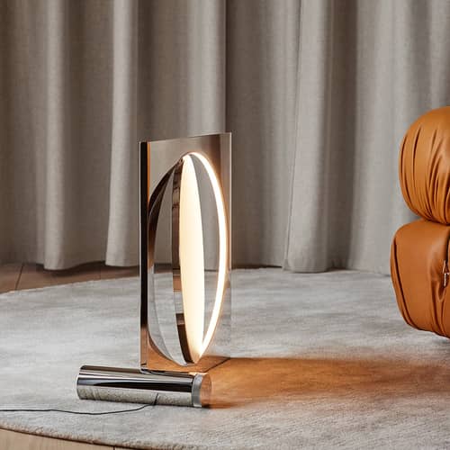 Lampe à poser Moonsetter LED métal / L 64 x H 60 cm - Edition limitée - Louis Poulsen - Chromé & blanc - Fonte d\'aluminium, Silicone